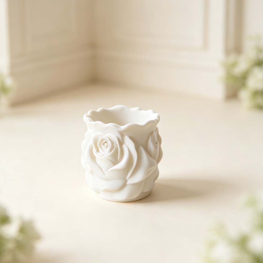 3D Printing Pot - وعاء زهور أبيض مطبوع بتقنية ثلاثية