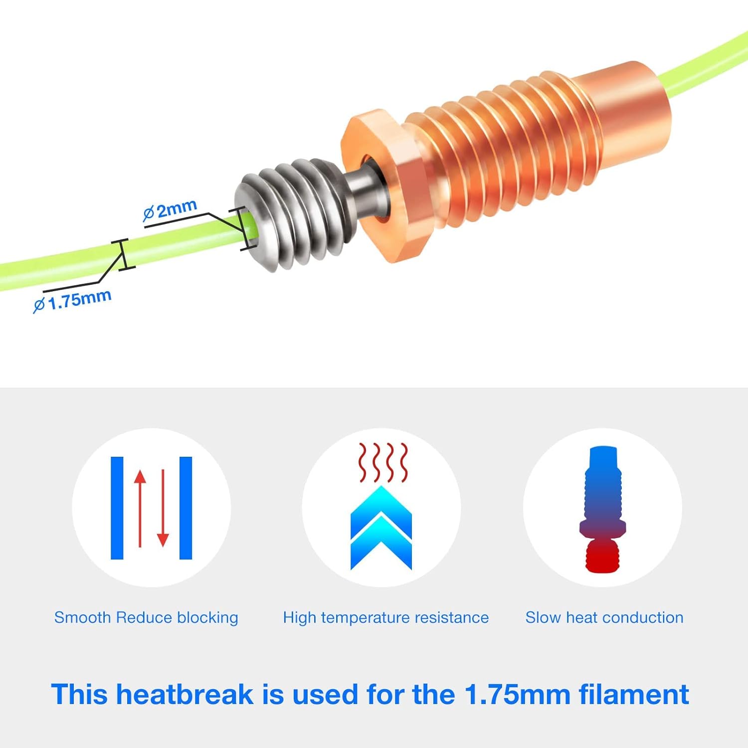 2 قطعة E3D V6 Hotend Heatbreak - مراجعة 3D Printing Titanium وسعره